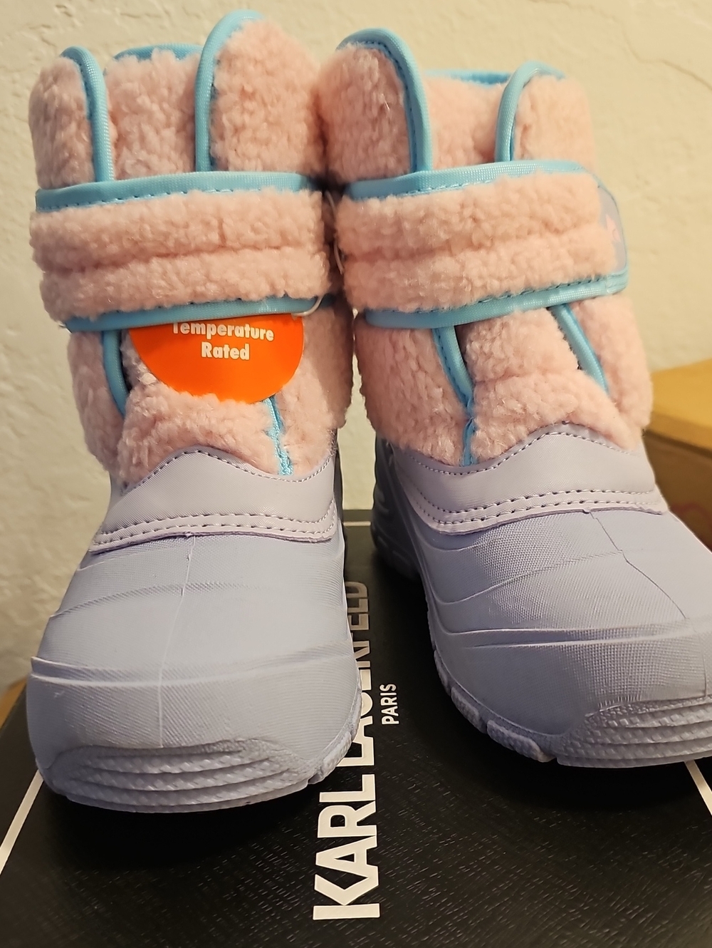 Ozark Trail Pink Faux-Sherpa and Lavender Kids Snow Boots